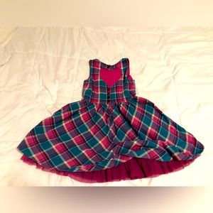 Pink and purple plaid dress size 10, fab kids, heart cutout in back G